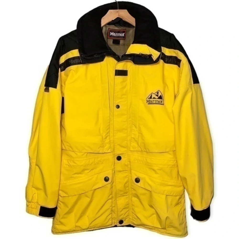 Marmot Men’s Size M Yellow Black Goretex Performance Shell Coat Jacket - Picture 4 of 9